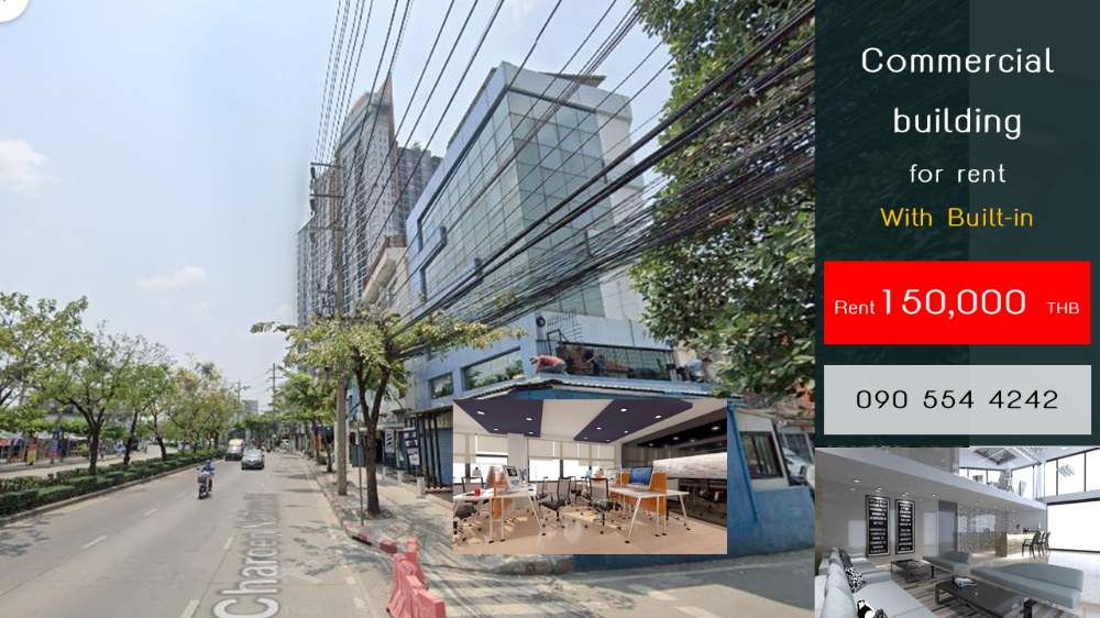 ให้เช่าร้านค้า ร้านอาหารวงเวียนใหญ่ เจริญนคร : For rent อาคารพาณิชย์ 6 ชั้น พื้นที่ใช้สอย 460 ตร.ม.ตกแต่งบิวท์อินสวยพร้อมใช้งานได้ทันที  อาคารติดถนนใหญ่เจริญนคร ใกล้บิ๊กซี ดาวคะนอง สะพานกรุงเทพ ที่จอดรถ 2 คัน