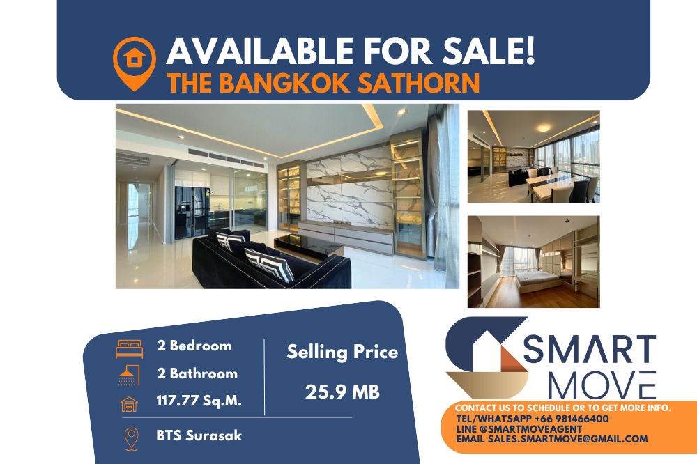 For SaleCondoSathorn, Narathiwat : Code C20240100721.......The Bangkok Sathorn sale with tenant, 2 bedroom, 2 bathroom, high floor, furnished, Special Deal!!