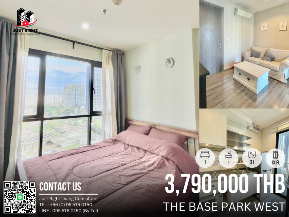 For SaleCondoOnnut, Udomsuk : For Sell The Base Park West 1 Bed 1 Bath 31 Sqm. Floor 17 Fully Furnished 3.79 MB