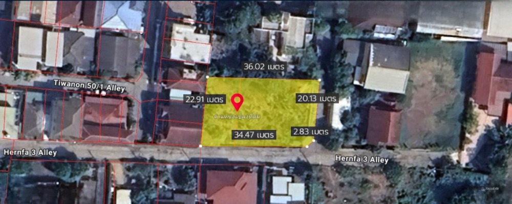 For SaleLandNonthaburi, Bang Yai, Bangbuathong : Rare plot of land! Soi Tiwanon 50, Soi Hin Fa 3, prime location near MRT Sanambinnam