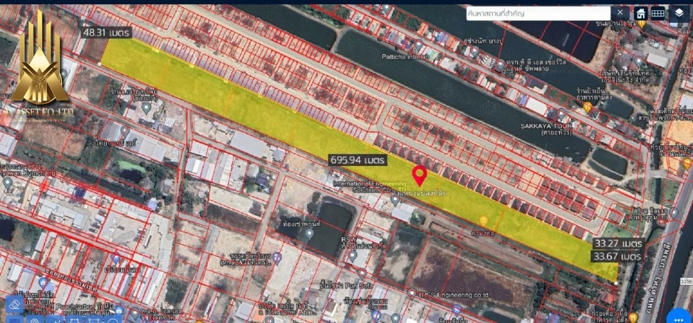 For SaleLandSamut Prakan,Samrong : Empty land for sale, area 17-1-75 rai, next to Tamru-Bang Phli road.