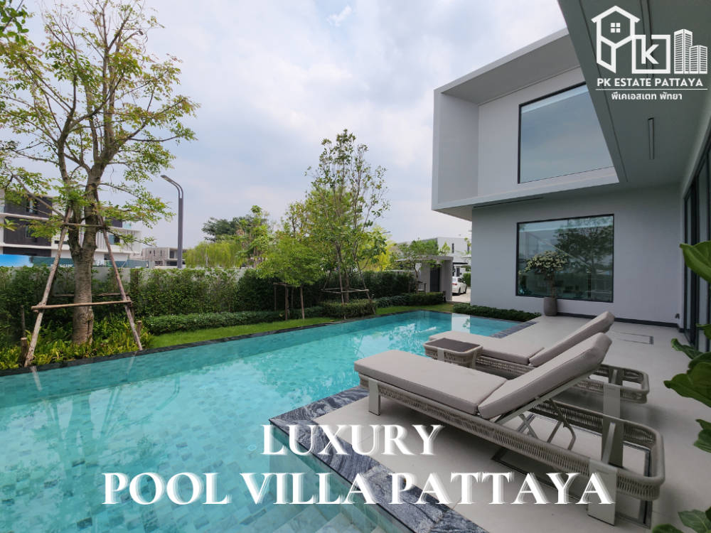 For SaleHousePattaya, Bangsaen, Chonburi : 🏡Pool Villa Pattaya, land size 103 sq m, usable area 450 sq m, house 3 bedrooms, 4 bathrooms, 19.2 million baht ‼️Large project over 75 rai, only 107 units, next to Motorway 7. [Rayong, Bangkok] Close to Ocean Marina