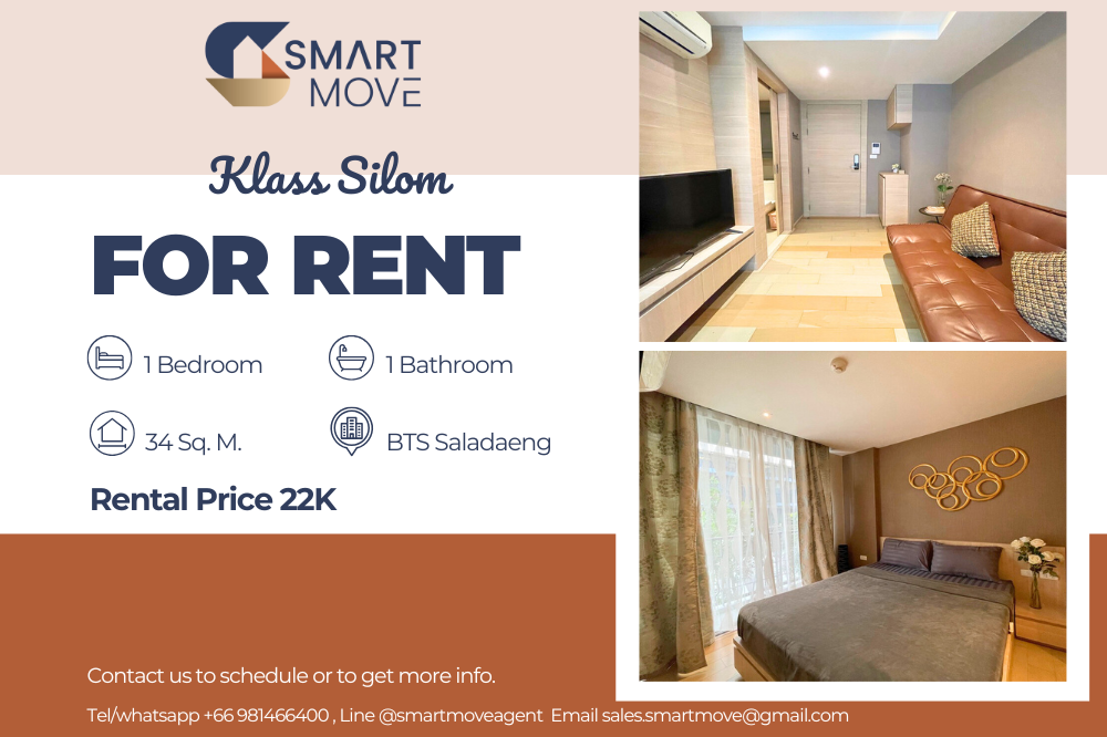 For RentCondoSilom, Saladaeng, Bangrak : 💥Code C20240101068.......Klass Silom For Rent, 1 bedroom, 1 bathroom, furnished, ready to move in💥