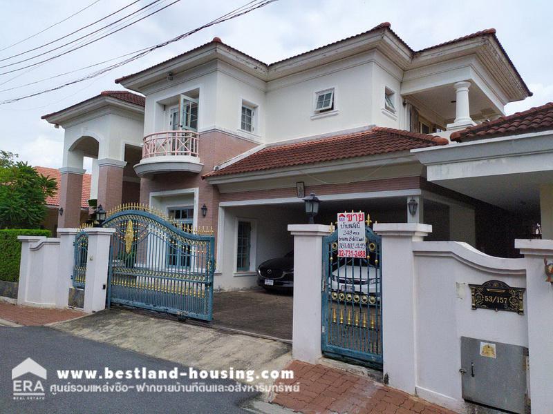 For SaleHousePathum Thani,Rangsit, Thammasat : For sale: 2-story detached house and 1-story detached house in an area of ​​248 sq m., Ladawan Lagoon Village, Rangsit Soi 3/3, ready-to-move-in house, 650 sq m., next to the water.