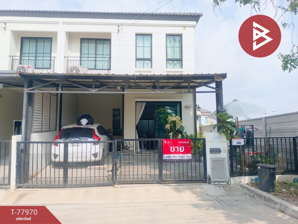 For SaleTownhouseSamut Prakan,Samrong : 2-story townhouse for sale, Pruksa Village, Pracha Uthit 2, Samut Prakan, ready to move in.