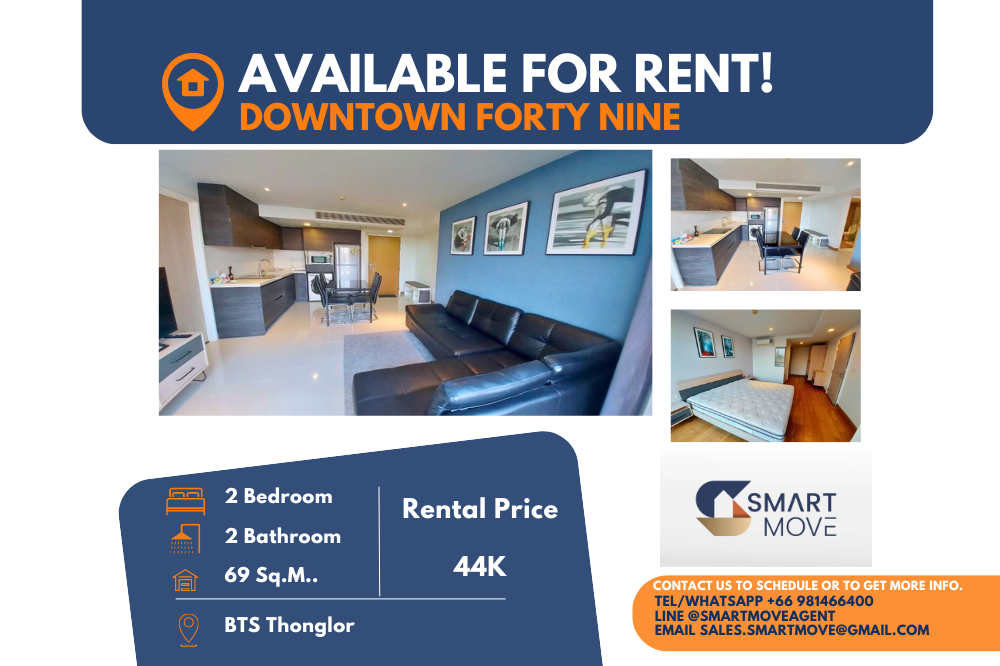 For RentCondoSukhumvit, Asoke, Thonglor : Code C20231100552.......Downtown 49 For Rent, 2 bedroom, 2 bathroom, furnished, ready to move in, Pet friendly!!