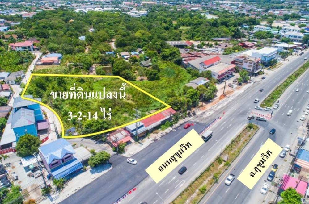 ขายที่ดินศรีราชา แหลมฉบัง บ้านบึง : ขายที่ดินศรีราชา ริมถนนสุขุมวิท หน้าซอยเทศบาล6 ทำเลดี  ริมถนน เนื้อที่ 3-2-14 ไร่  ติดถนน 3 ด้าน อยู่ในแหล่งชุมชน ใกล้แหล่งงาน ทำเลดีมาก เหมาะทำจัดสรร ตึก สำนักงาน