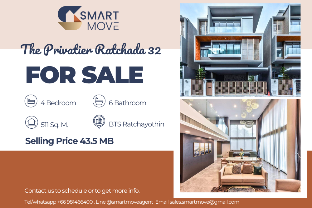 For SaleHouseRatchadapisek, Huaikwang, Suttisan : Single house !! Code C20240201408.......The Privatier Ratchada 32 Sale with tenant, 4 bedroom, 6 bathroom, 3 floors, furnished, Luxury, Special Deal!!