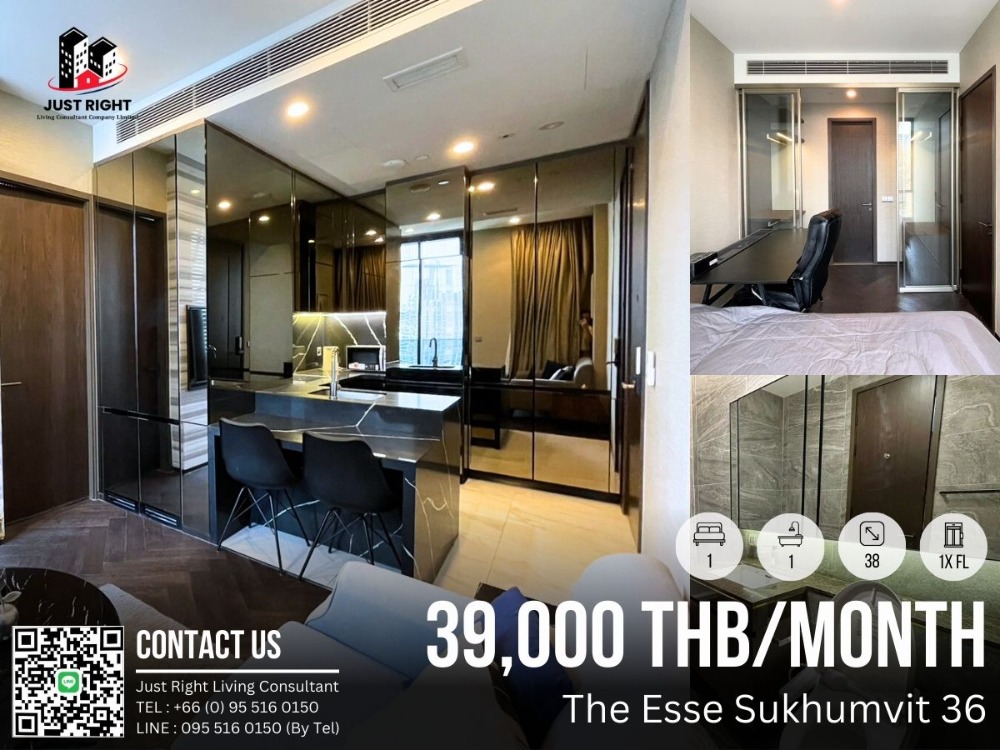 ให้เช่าคอนโดสุขุมวิท อโศก ทองหล่อ : ให้เช่า The Esse Sukhumvit 36 1 ห้องนอน 1 ห้องน้ำ ขนาด 38 ตร.ม. ชั้น 1x ตกแต่งสวยงาม พร้อมเข้าอยู่ เพียง 39,000/ด. สัญญา 1 ปีเท่านั้น