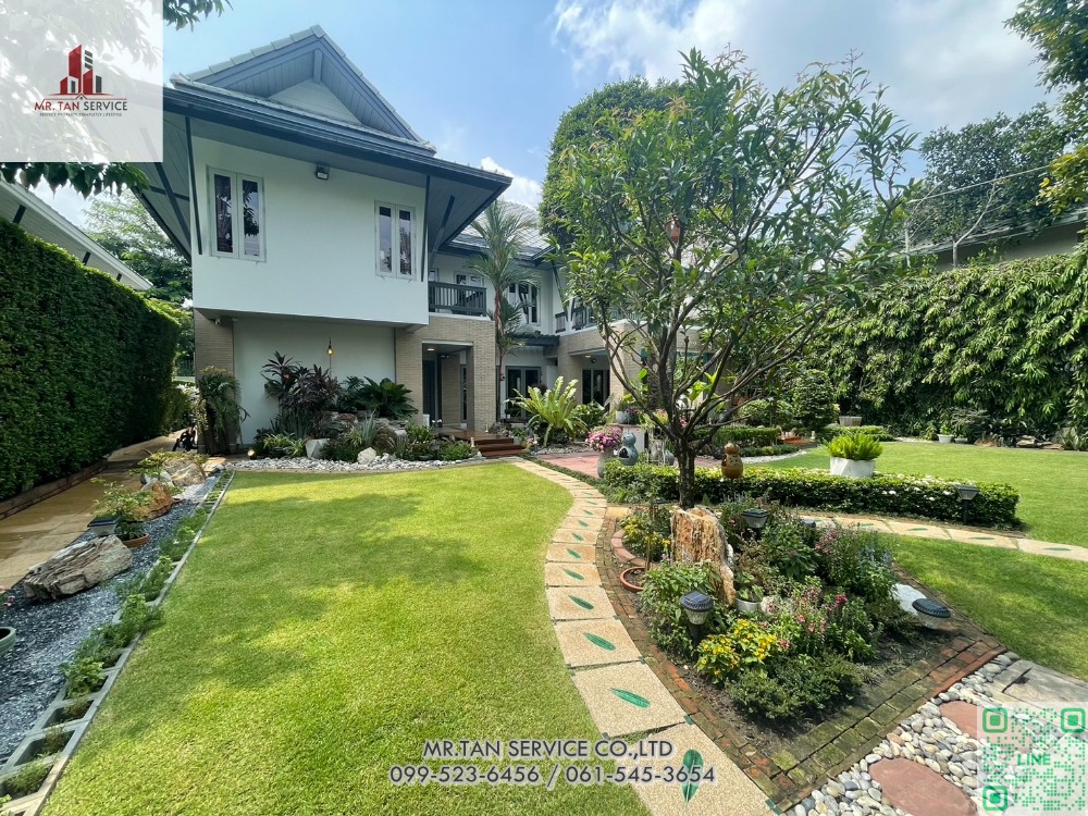 For SaleHouseNawamin, Ramindra : Resort style detached house for sale, good atmosphere, private, 4 bedrooms, 4 bathrooms, usable area 648.8 sq m. If interested, contact 099-523-6456 or add Line Iine: @yyk6635b (with @ in front)