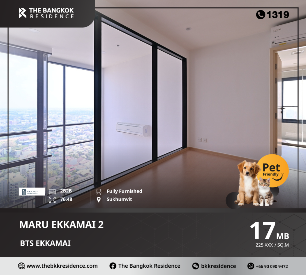 For SaleCondoSukhumvit, Asoke, Thonglor : Condo Maru Ekkamai 2, ready to move in, pets allowed. In the heart of the business district, near BTS Ekkamai