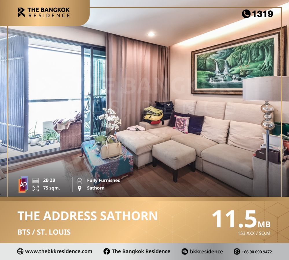 For SaleCondoSathorn, Narathiwat : The Address Sathorn 12 Condo decorated in oriental contemporary style near BTS St. Louis.