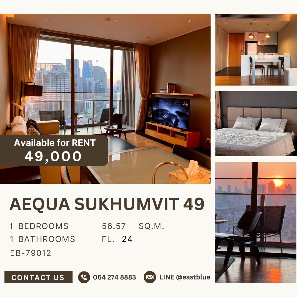 For RentCondoSukhumvit, Asoke, Thonglor : Aequa Sukhumvit 49 for rent 49k 064-274-8883