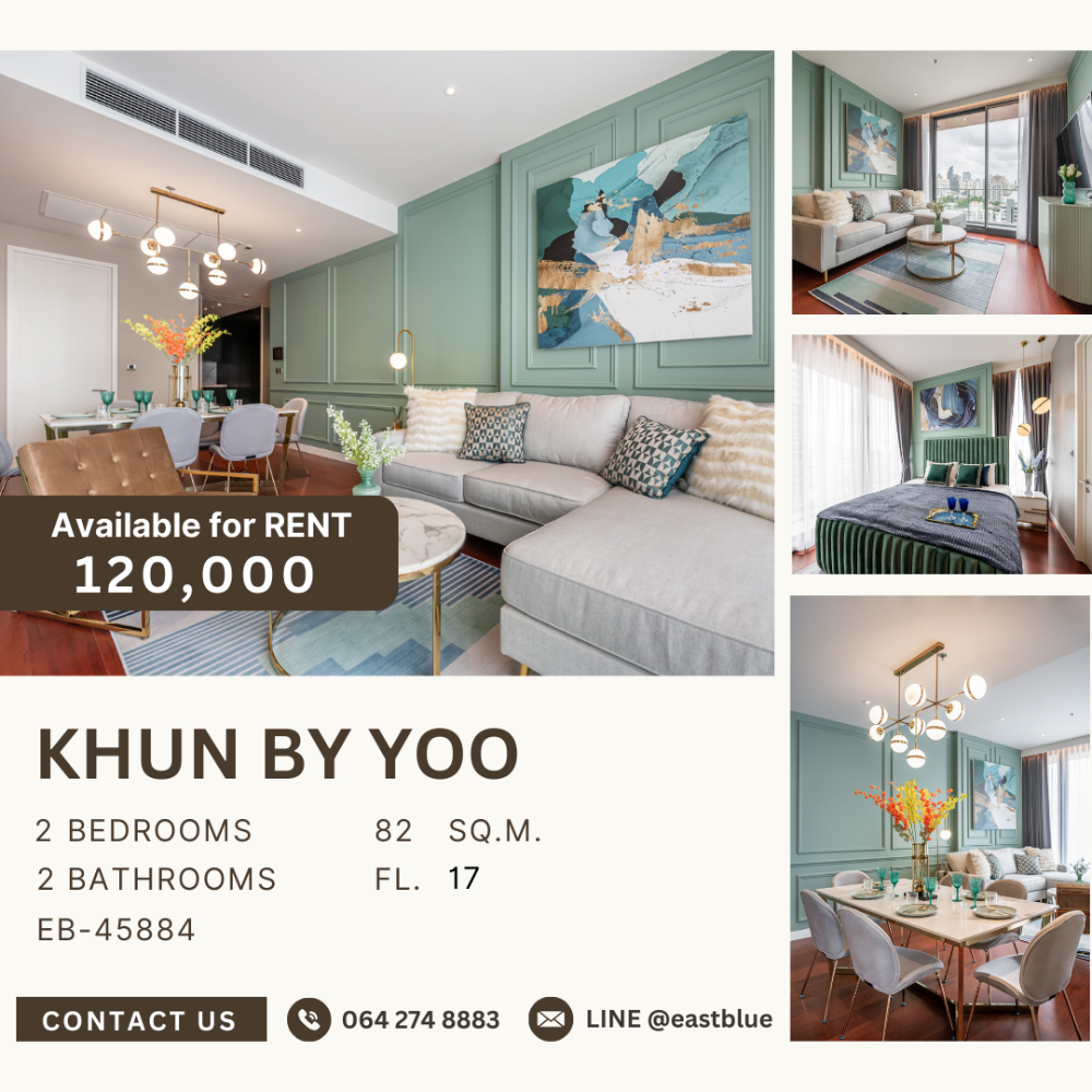 For RentCondoSukhumvit, Asoke, Thonglor : Khun by Yoo 2 bed 2 bath for rent 120k 064-274-8883