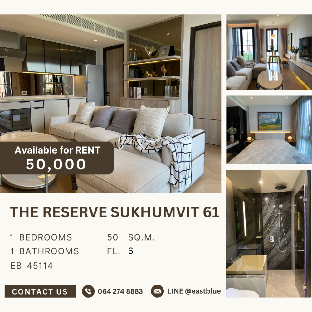 For RentCondoSukhumvit, Asoke, Thonglor : The Reserve Sukhumvit 61 for rent 50k per month 064-274-8883