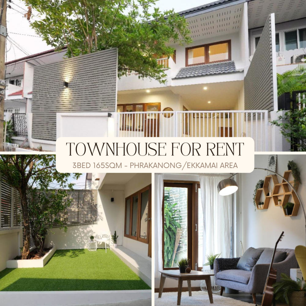 For RentTownhomeSukhumvit, Asoke, Thonglor : Pet friendly 2Storey 3BED Townhouse with a small garden FOR RENT in Phrakanong