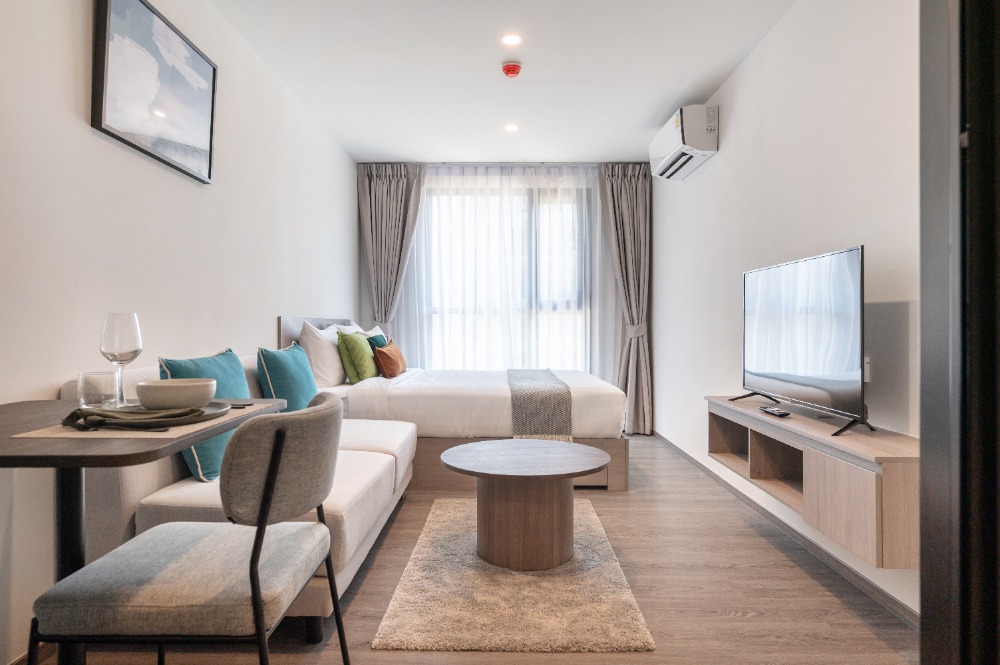 For RentCondoSriracha Laem Chabang Ban Bueng : New condo for rent, opposite Kasetsart University, Sriracha, next to Sukhumvit main road ⭐1 bedroom, 1 bathroom, size 24 sq m.,Smart Closet, rent for 7,500 baht per month.