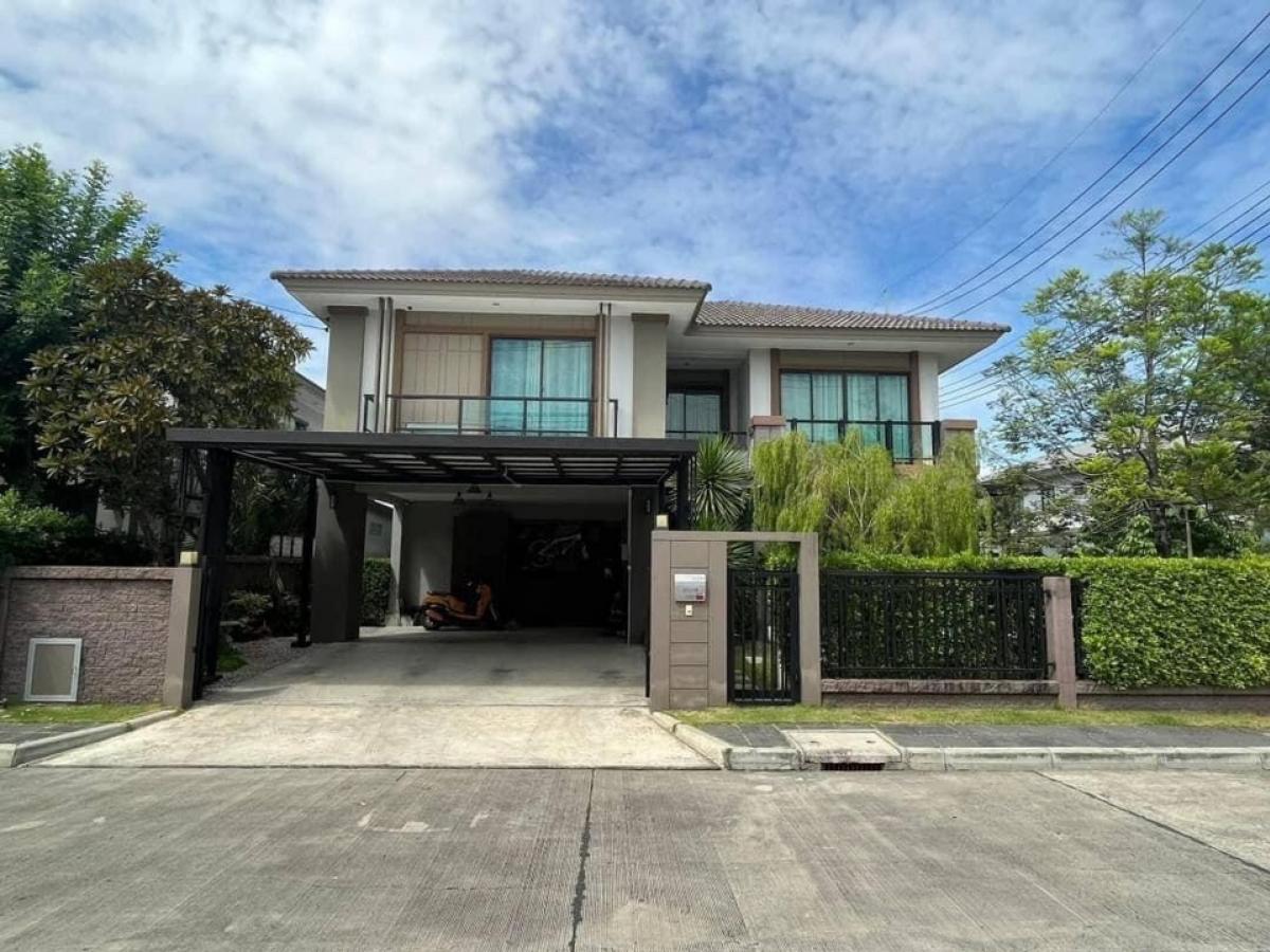 For RentHouseChaengwatana, Muangthong : Single house for rent, corner house, near Singapore International School, Nonthaburi, with furniture and electrical appliances.