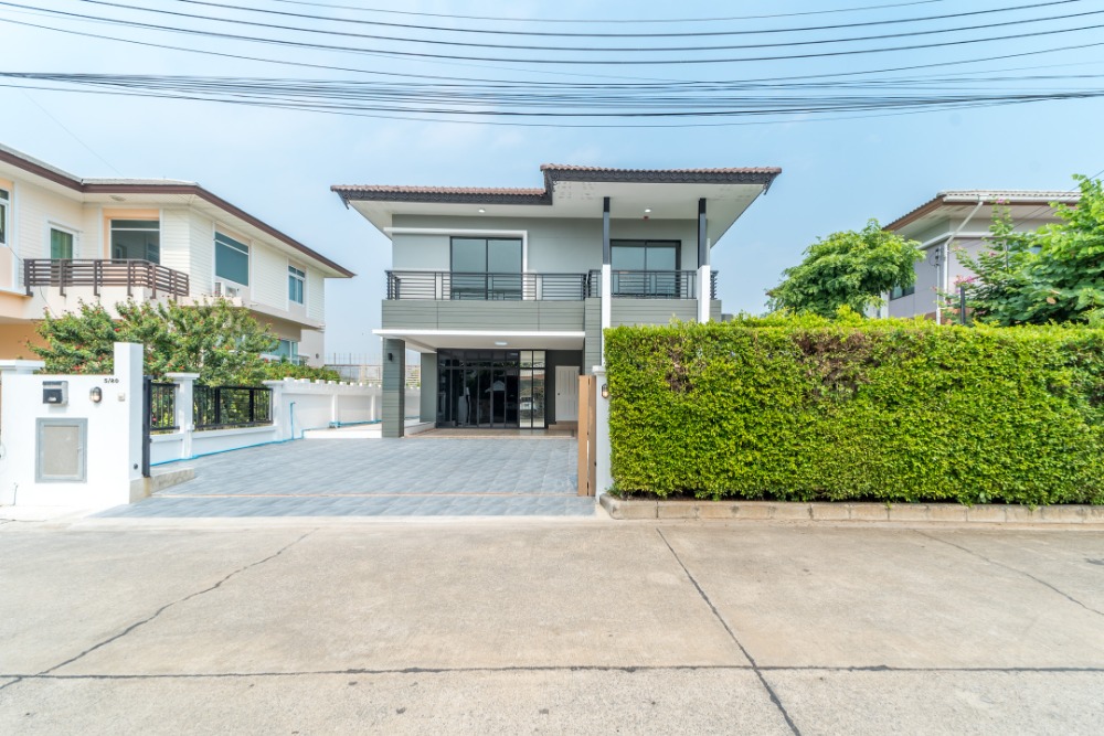 For SaleHousePathum Thani,Rangsit, Thammasat : Single house, Home on Green, Thanyathani, 77 wa, 3 bedrooms, 3 bathrooms, good value, renovated, ready to move in.