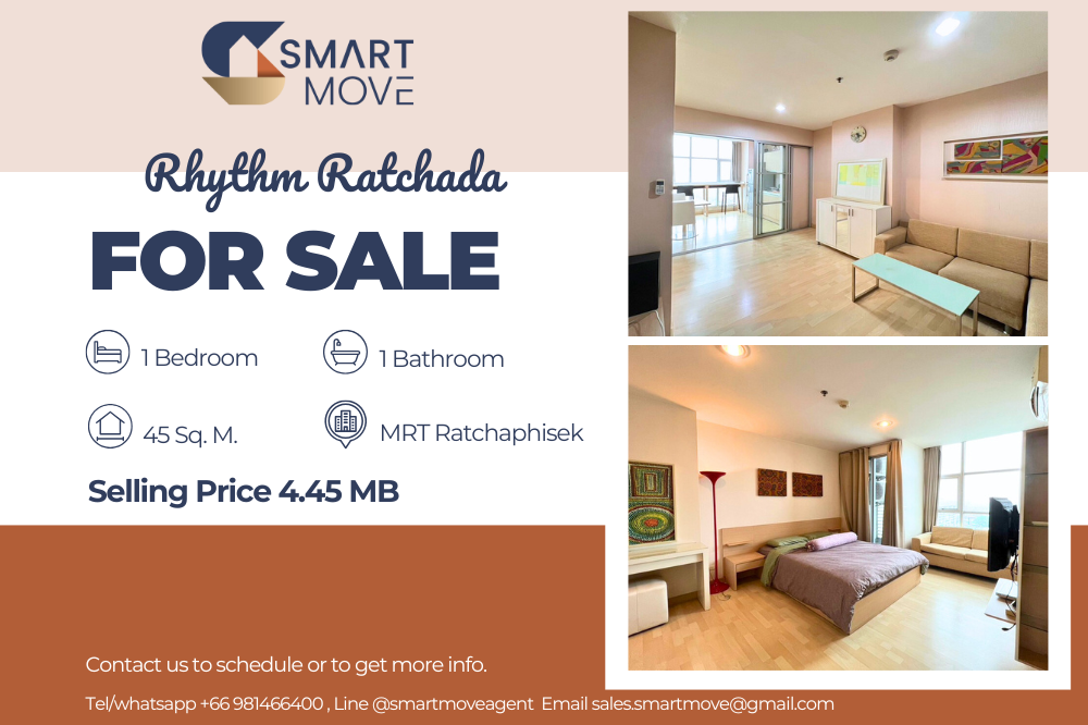 For SaleCondoRatchadapisek, Huaikwang, Suttisan : Code C20231200530.......Rhythm Ratchada for sale, 1 bedroom, 1 bathroom, high floor, furnished, Special Deal!!