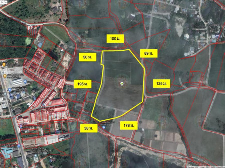 For SaleLandPattaya, Bangsaen, Chonburi : Land for sale, approximately 10 km from Chonburi city, Chonburi, 30 rai 57 sq m, suitable for a housing project.