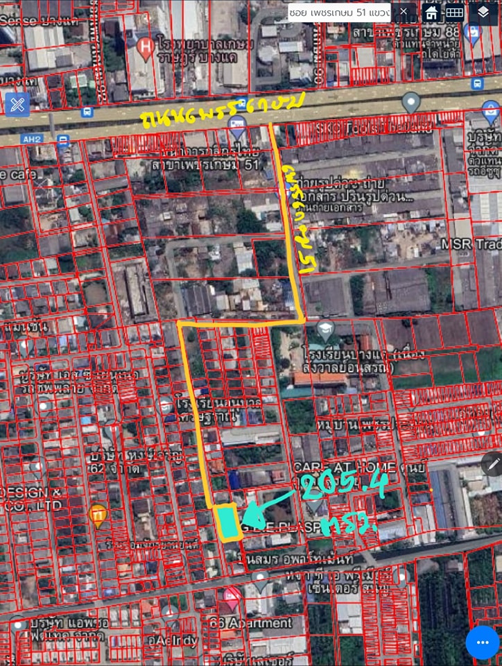 For SaleLandBang kae, Phetkasem : Land has been filled in, 205.4 square meters, Soi Phetkasem 51, surrounded by concrete. Near The Mall Bang Khae