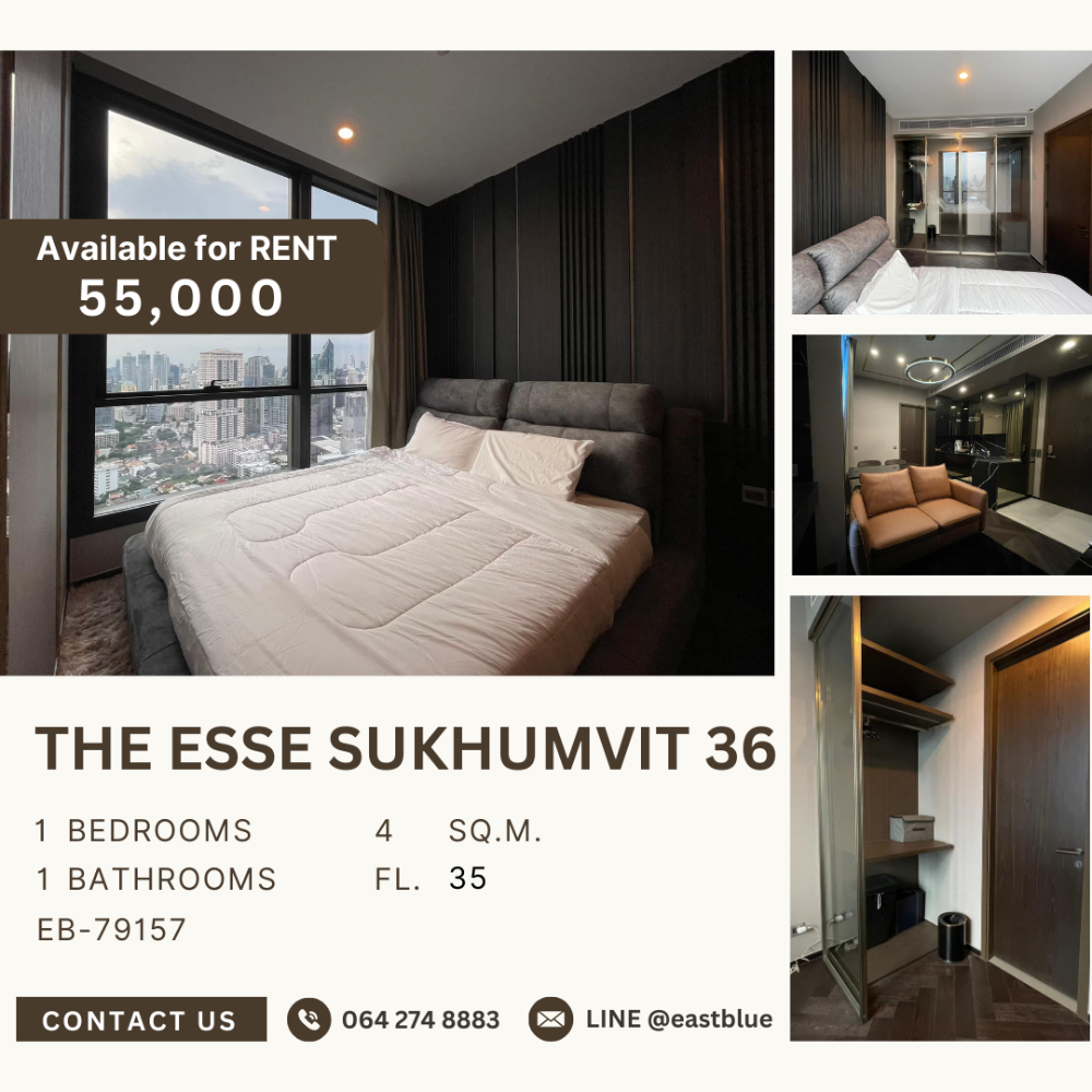 ให้เช่าคอนโดสุขุมวิท อโศก ทองหล่อ : The Esse Sukhumvit 36 ติด BTS ทองหล่อ 0 เมตร 55k per month 064-274-8883