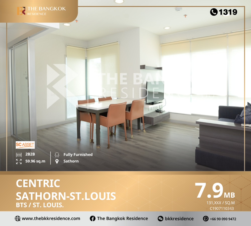 For SaleCondoSathorn, Narathiwat : Centric Sathorn-St.Louis Condo ready to be located in the heart of Sathorn. Ready to meet the needs of living according to the lifestyle that suits you, near BTS St. Louis.