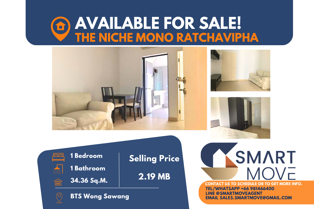 For SaleCondoKasetsart, Ratchayothin : Code C20230108685.......The Niche Mono Ratchavipha for sale, 1 bedroom, 1 bathroom, high floor, furnished, SELL AT LOSS!!!