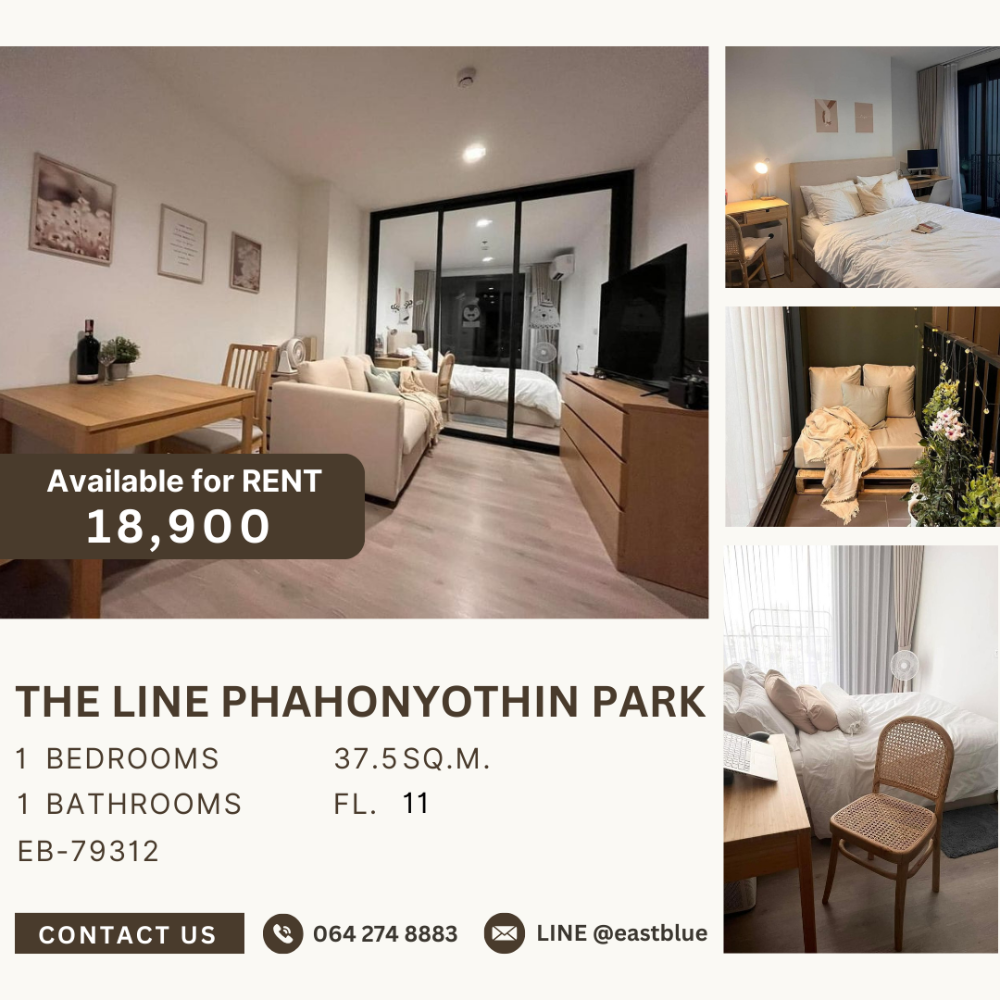 For RentCondo : ให้เช่า The Line Phaholyothin Park แต่งสวยสไตล์มินิมอล 18,900/month