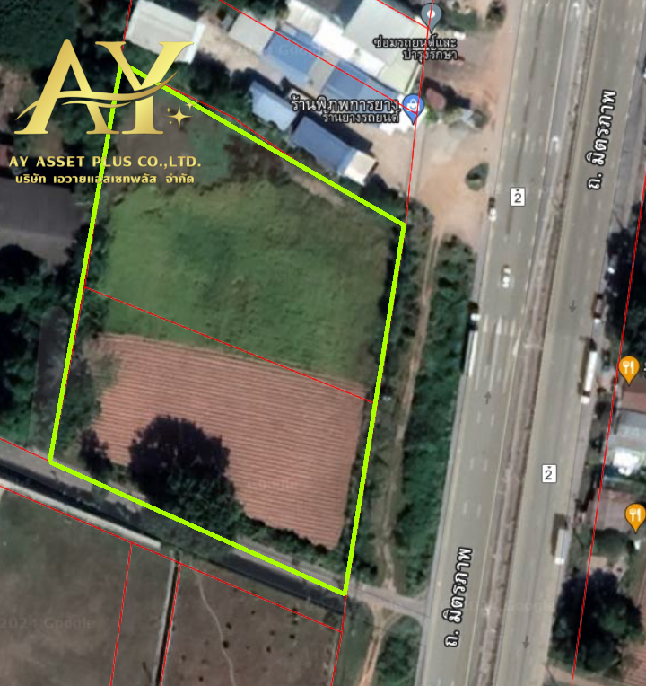 For SaleLandKhon Kaen : Urgent sale, beautiful plot of land, area 4-3-59 rai, next to Mitraphap Road, Ban Haed Subdistrict, Ban Haet District, Khon Kaen Province.