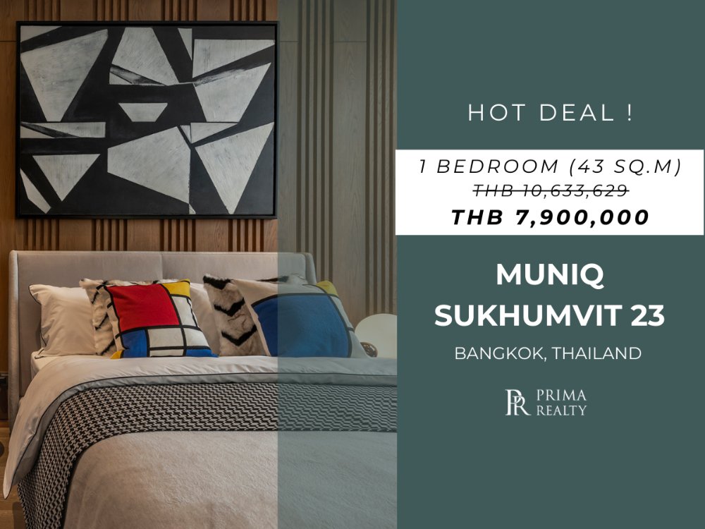 For SaleCondoSukhumvit, Asoke, Thonglor : MUNIQ Sukhumvit 23 1 Bedroom Large Size 43 sq.m. Special Price