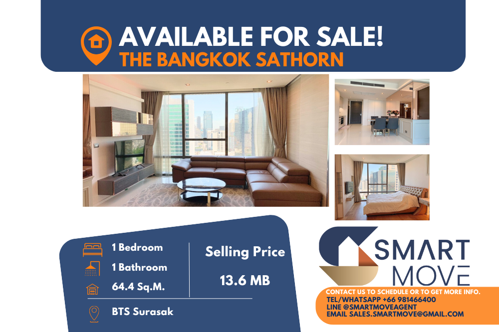 For SaleCondoSathorn, Narathiwat : Code C20240500288.......The Bangkok Sathorn  for sale, 1 bedroom, 1 bathroom, high floor, furnished, Special Deal!!