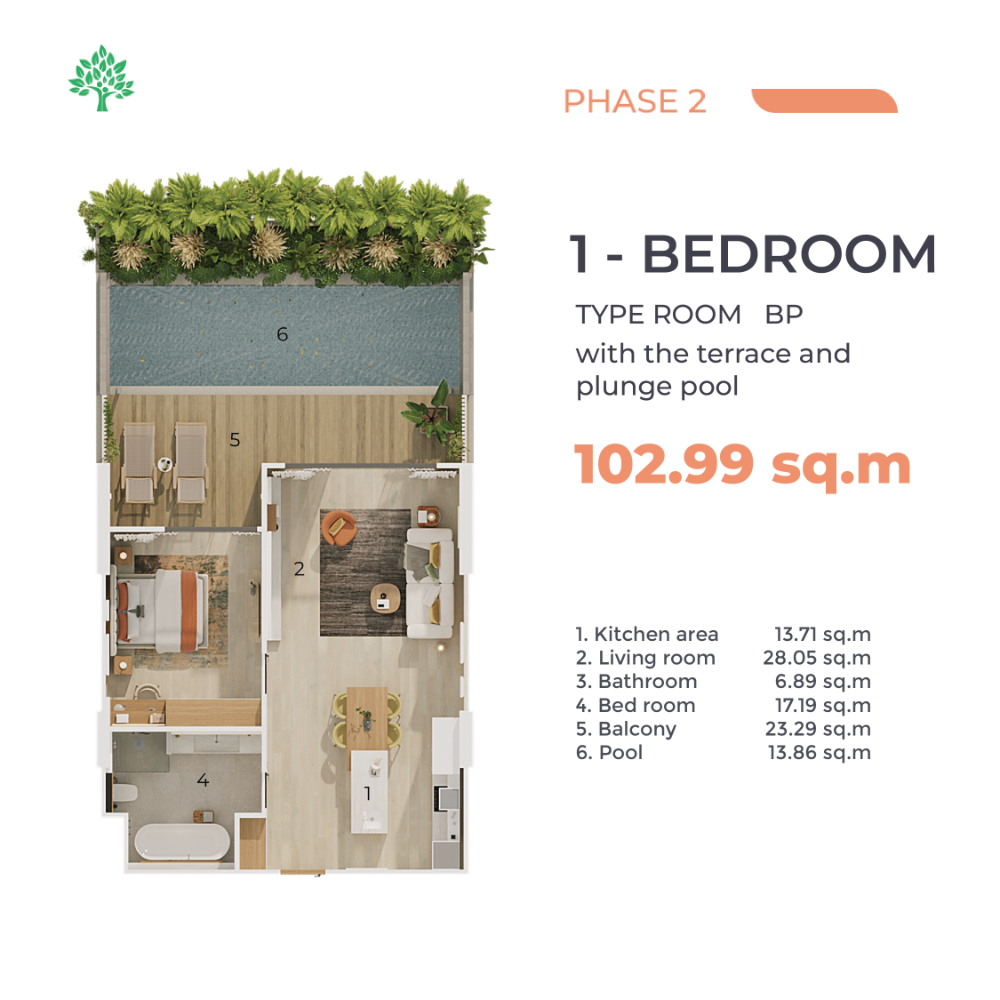 ขายคอนโดภูเก็ต : ขายด่วน!! 1 ฺBedroom Type BP (Private Pool) - 102.99 sqm