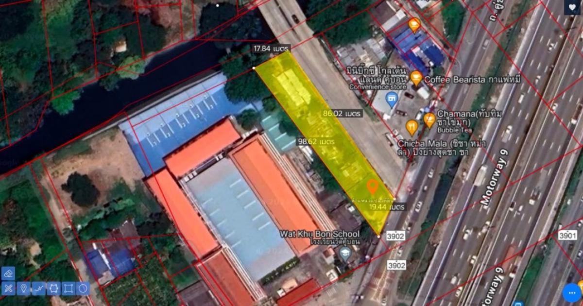 For SaleLandNawamin, Ramindra : Land for sale next to Wat Khubon School, good location in front of Golden Neo Village, Ramindra Ring Road, next to the main road, beautiful, suitable for business and investment.