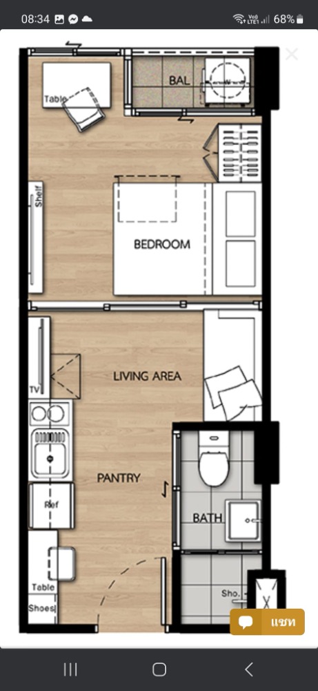 For SaleCondoBangna, Bearing, Lasalle : Property code BH0109 Pause Sukhumvit 103, room size 23 sq m, 1 bedroom, 1 bathroom, 6th floor.