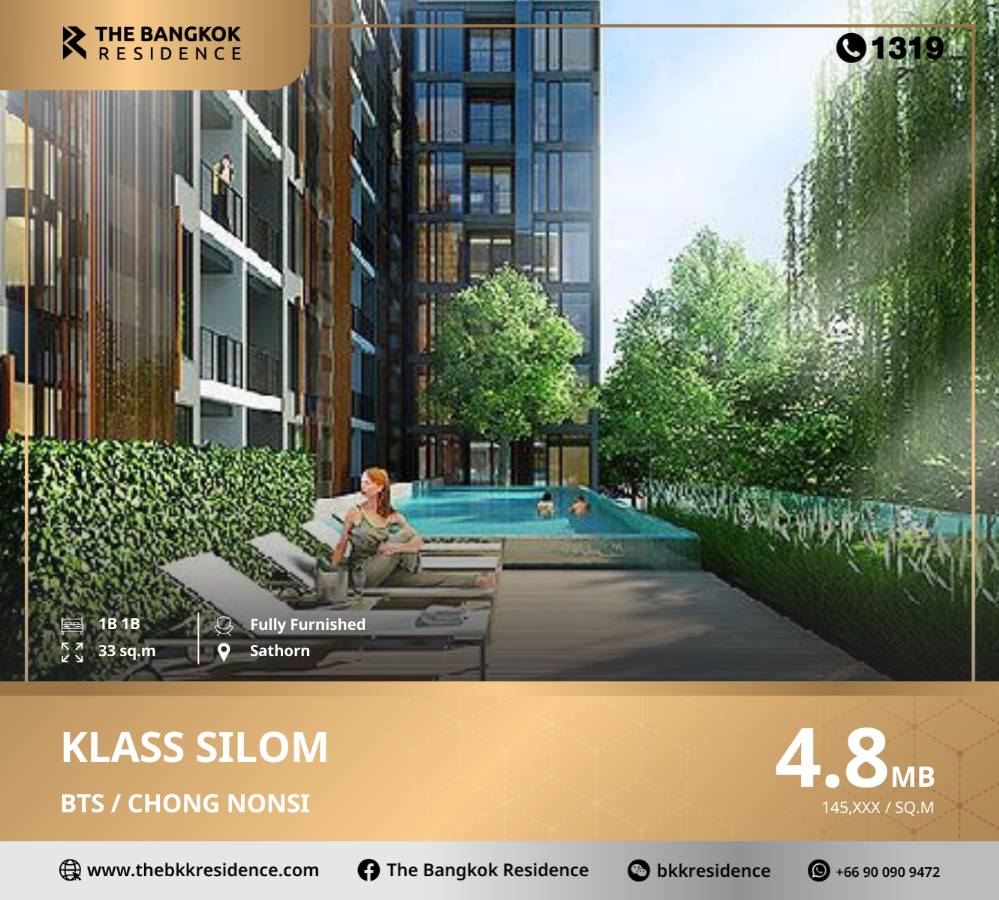 For SaleCondoSilom, Saladaeng, Bangrak : Providing city living that every taste needs at Klass Silom near BTS CHONG NONSI.