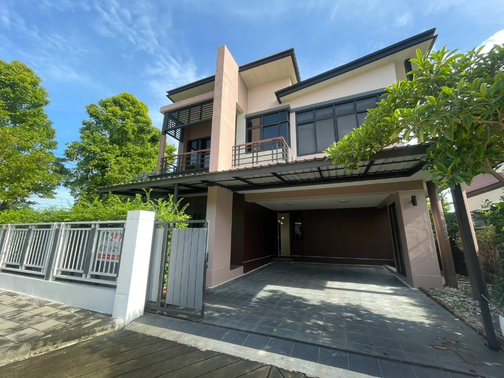 For SaleHouseMin Buri, Romklao : Urgent sale, corner house, 80.3 sq m, next to the garden, AQUA DIVINA Village, Ramkhamhaeng 94