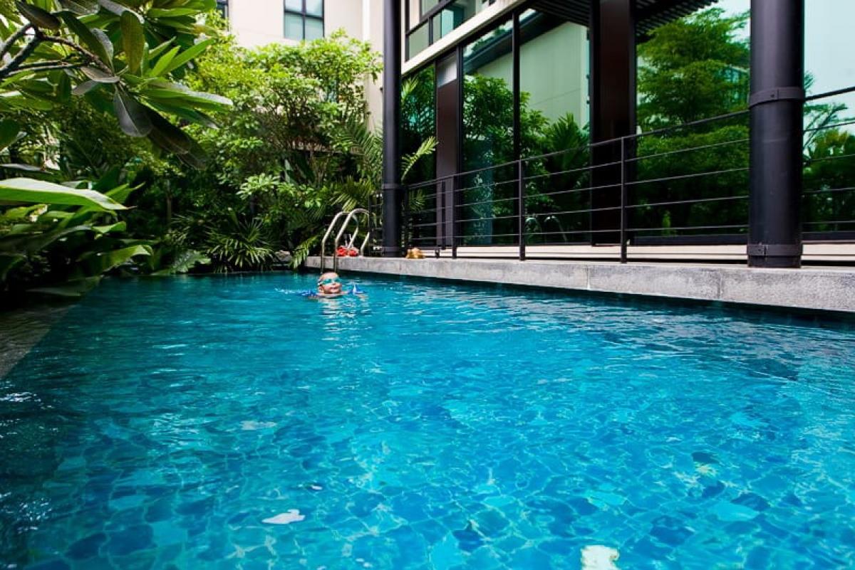 ให้เช่าบ้านสุขุมวิท อโศก ทองหล่อ : 📢👇Newly renovated House with private swimming pool in Ekamai, ready to move in ,  partly furnished, close to Donki mall, international schools, easily traveling in many in many routes

Contract 2 years at least