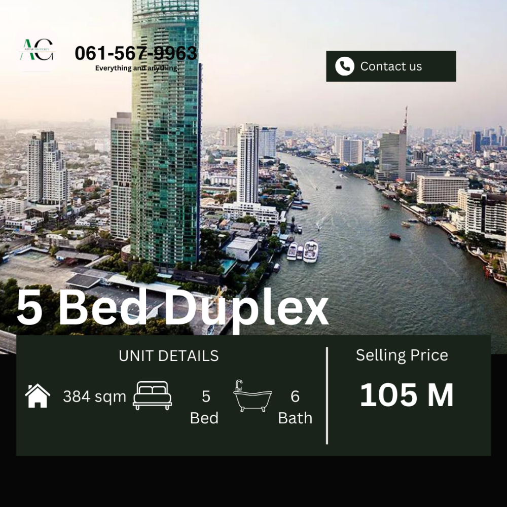 ขายคอนโดวงเวียนใหญ่ เจริญนคร : *Duplex Penthouse* The River | 5 bed Duplex | 061-567-9963