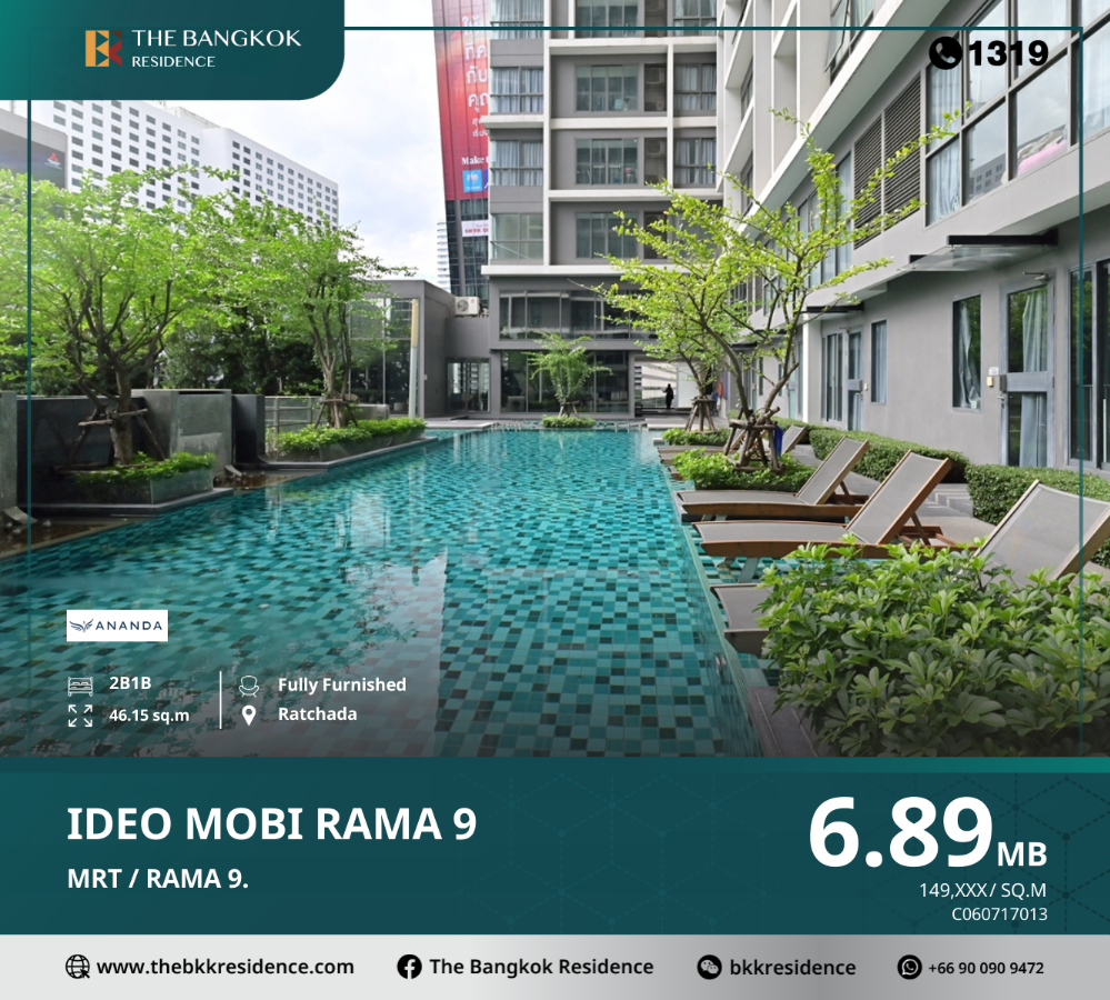 For SaleCondoRama9, Petchburi, RCA : Ideo Mobi Rama 9 offers a comfortable lifestyle. In a location called complete, near MRT Rama 9.