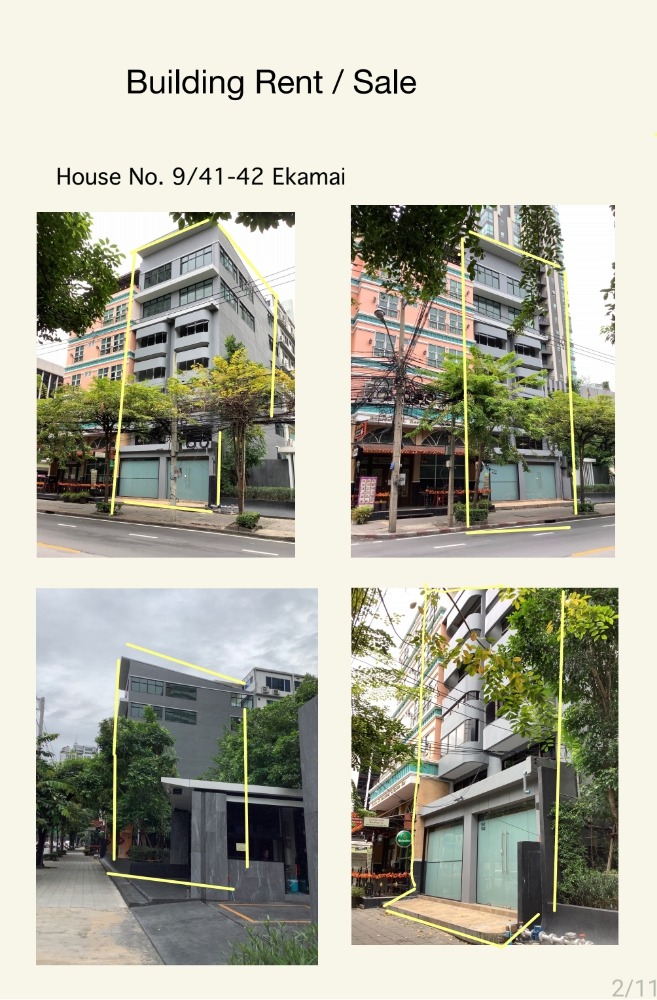 For RentShophouseSukhumvit, Asoke, Thonglor : 6-story commercial building for rent, next to Ekkamai Road, 450 meters from BTS Ekkamai.