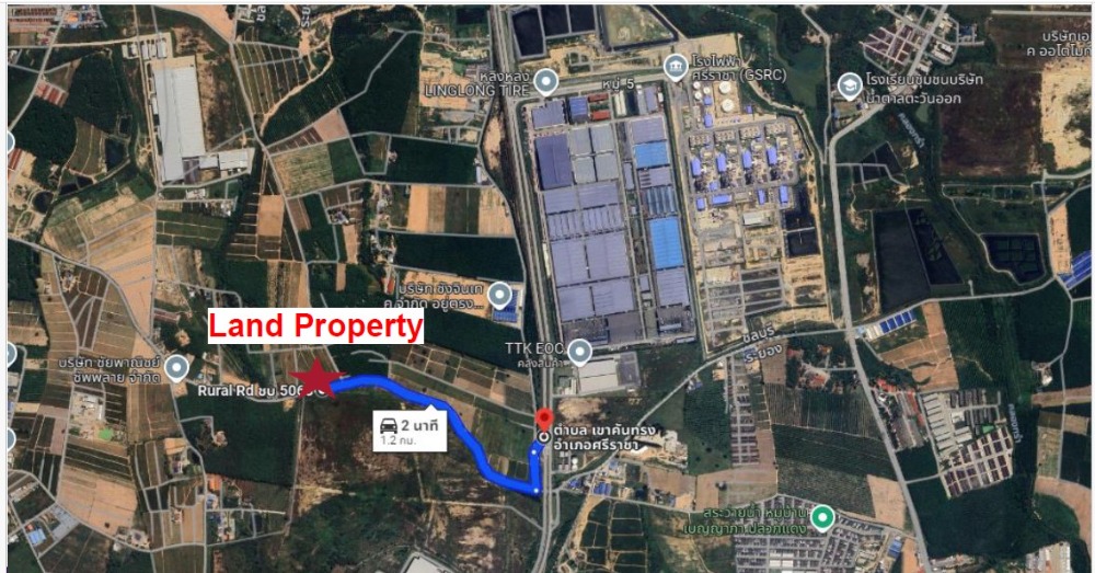 ขายที่ดินศรีราชา แหลมฉบัง บ้านบึง : Land for sale, Sriracha, 30 Rai, Purple Zone,