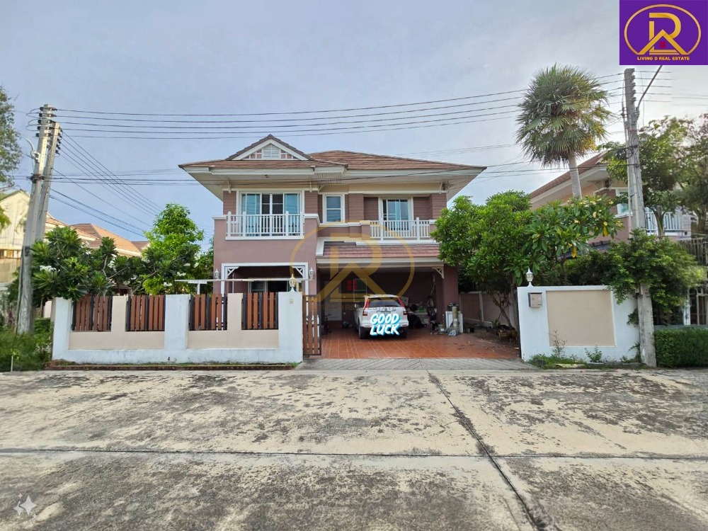 For SaleHousePattaya, Bangsaen, Chonburi : Urgent sale! Grand Maneerin Village Sammuk-Bangsaen Type C, 2-story detached house, corner house, location in front of the garden, Saen Suk Subdistrict, Mueang Chonburi District, Chonburi Province.