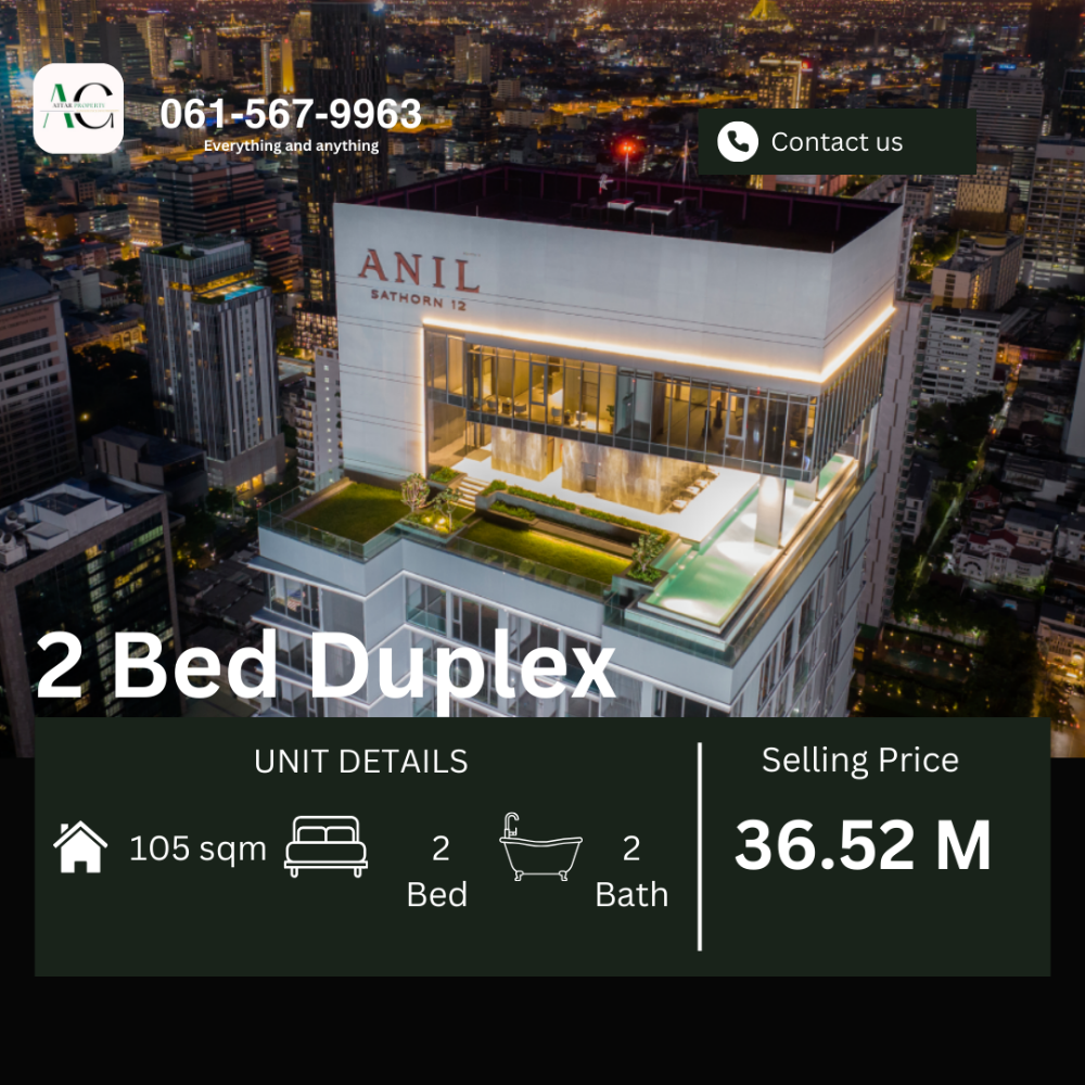 ขายคอนโดสาทร นราธิวาส : *PROMO DEAL* Anil Sathorn 12 | 2 Bed Duplex | 061-567-9963