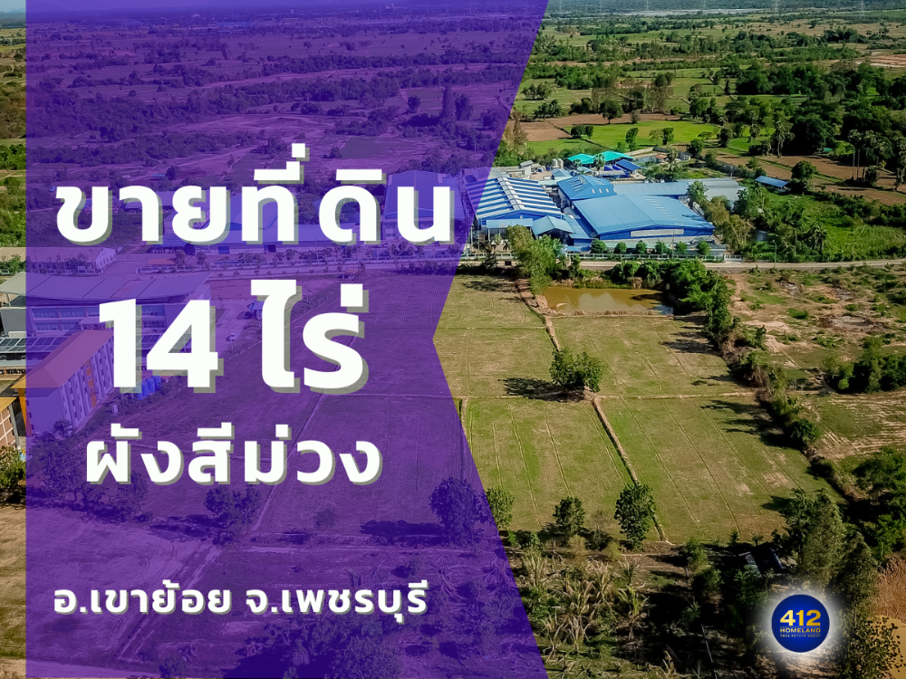 ขายที่ดินชะอำ เพชรบุรี : ขายที่ดินสวย 14 ไร่ สภาพแวดล้อมดี ทำเลเข้าออกสะดวก ผังสีม่วง ราคา 14.9 ล้านบาท ต.ทับคาง อ.เขาย้อย จ.เพชรบุรี