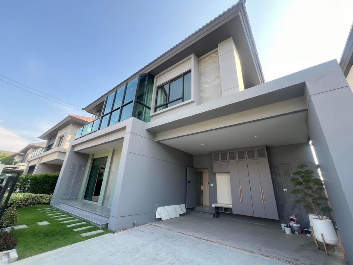 For SaleHouseRama5, Ratchapruek, Bangkruai : Corner detached house for sale Bangkok Boulevard Village, Rama 5-2, next to Ratchaphruek Road. Front of house facing north, back corner, for sale with built-in furniture and decorations.  Bangkok Boulevard Ratchaphruek-