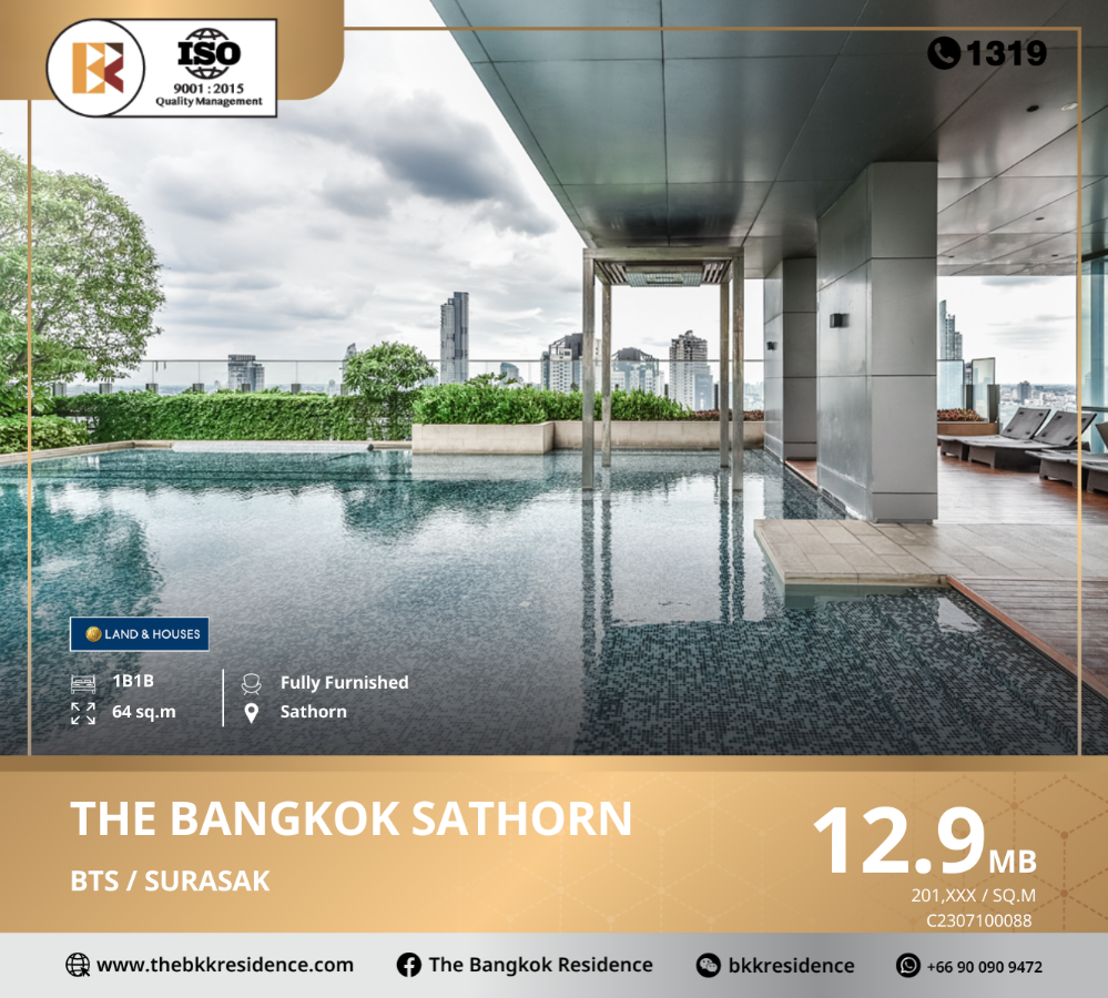 For SaleCondoWongwianyai, Charoennakor : The Bangkok Sathorn, a unique architecture with an ultra-modern design. modern decoration Complete with all amenities in one place, near BTS Surasak.