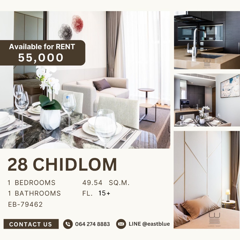 For RentCondoWitthayu, Chidlom, Langsuan, Ploenchit : 28 Chidlom 1 Bed 1 Bath 25K per month