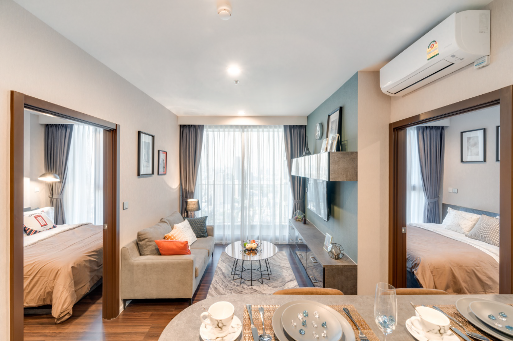 For SaleCondoOnnut, Udomsuk : For Sale: Whizdom Inspire, spacious room with a view of Bangkok city and the Chao Phraya River. Located in the north. 2 bedrooms @9.22 MB.